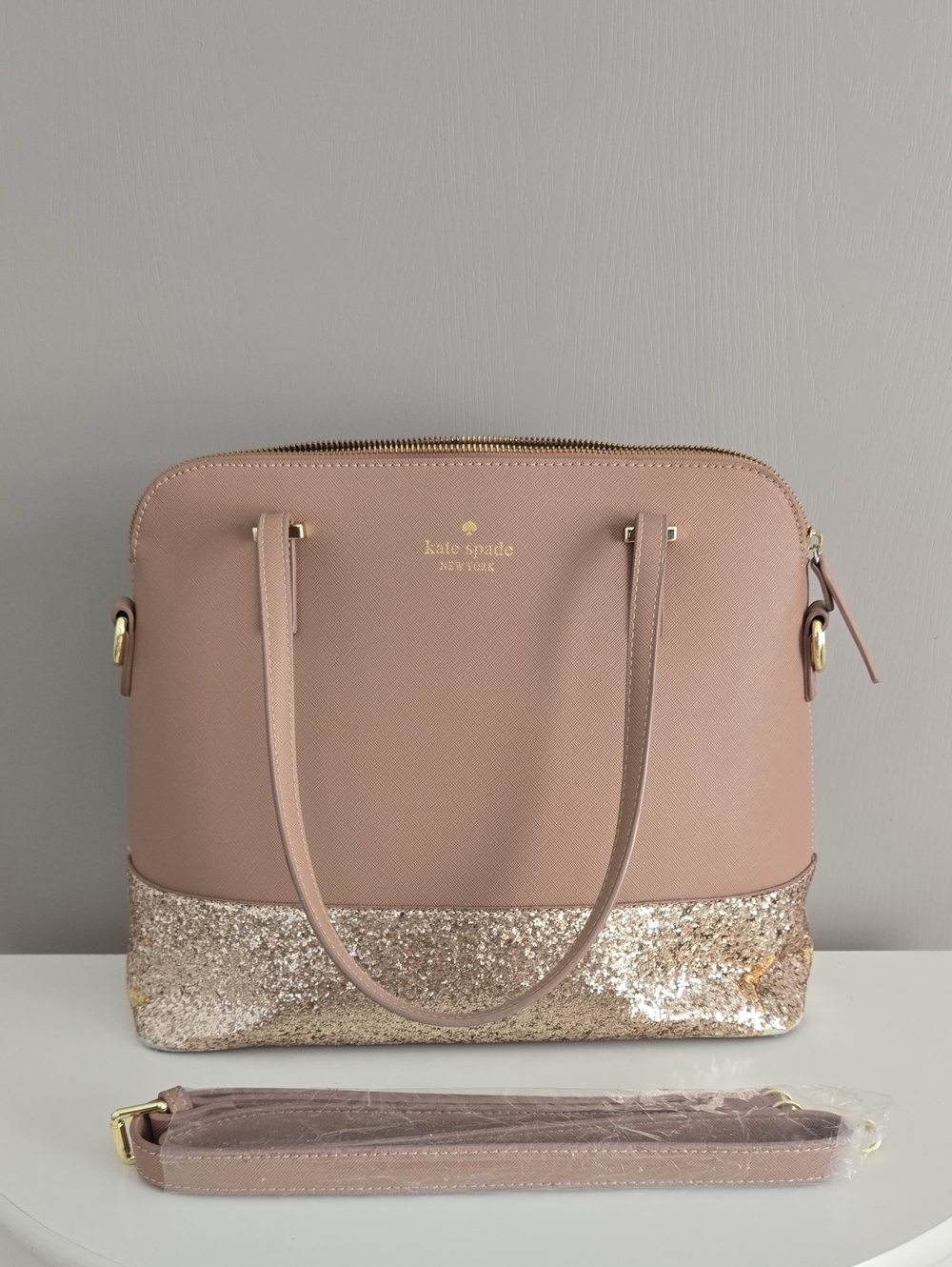 Kate Spade Large Pink Tote with Glitter Base
